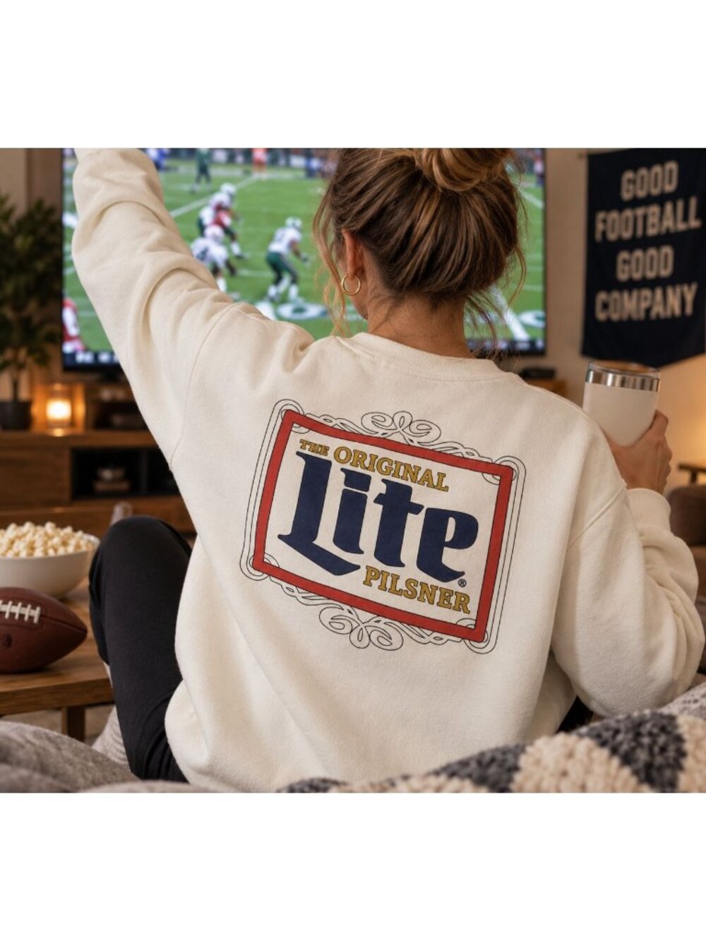 Miller Lite XXL Sweater Shirt Licenced Graphic Pullover Sweatshirt Americana
